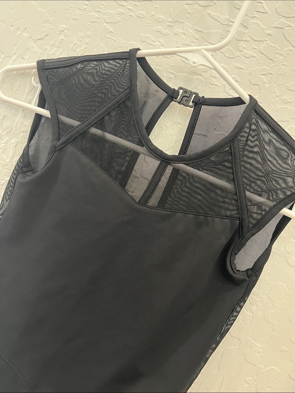 Women’s X Small  Black Mesh-Accent One-Piece  leotard by Tiger Friday. - Picture 2 of 7